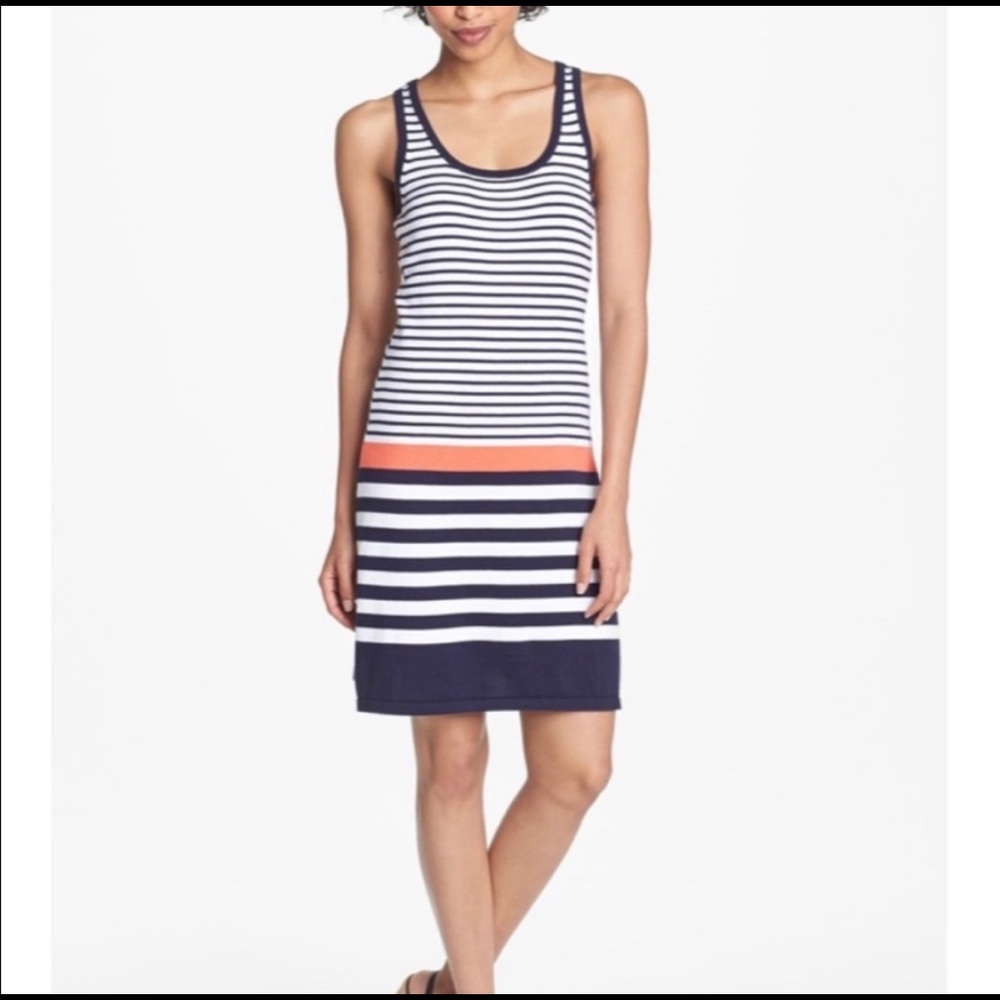 Lilly Pulitzer Navy and coral striped knit dress